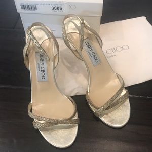 Jimmy Choo 247India gold glitter size 6.5